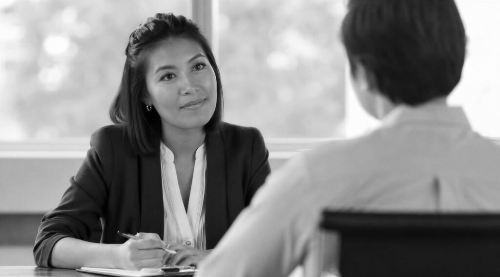 Employeur et salarié échangeant avec le médecin du travail après un avis d'inaptitude au travail.